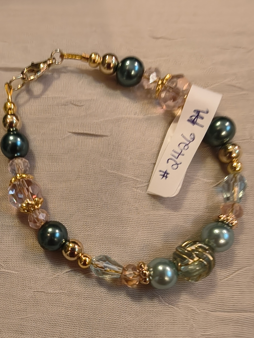Elegant Teal & Gold Beaded Bracelet - Women's Fashion Jewelry